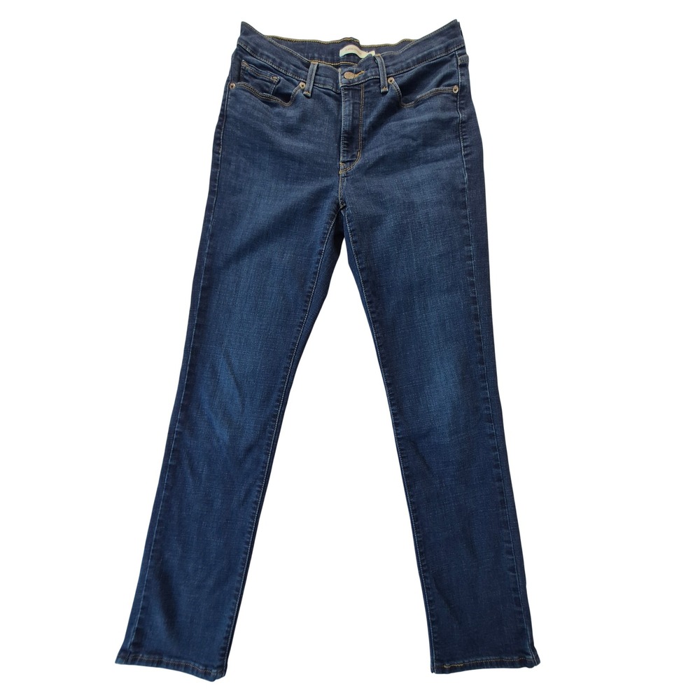 Levis Classic Straight Jeans Womens 6 Dark Wash Blue Denim Mid Rise Stretch
